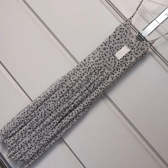 Zara Black and White Ecru Polka Dot Maxi Dress 5039/226 L NWT - Picture 9 of 16